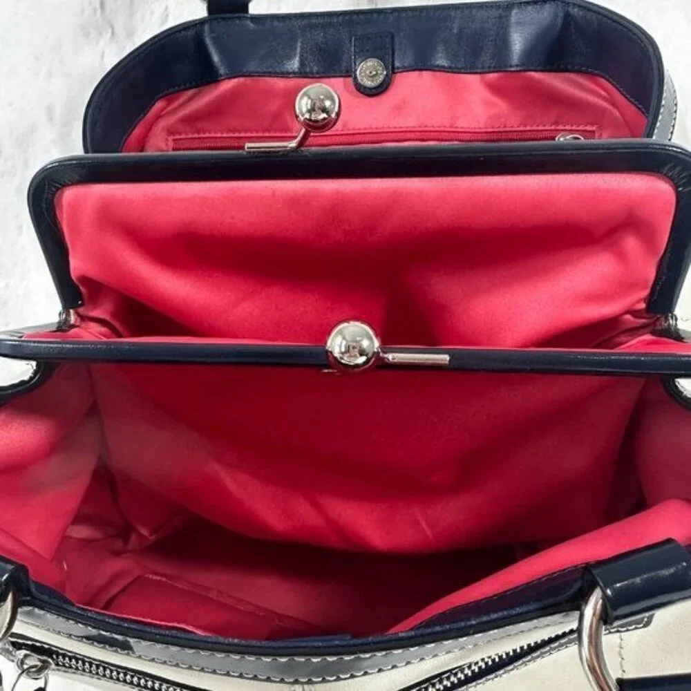 Vintage Coach Laura Leather Spectator Carryall Hand Bag Tote Off White Bone - Picture 5 of 16